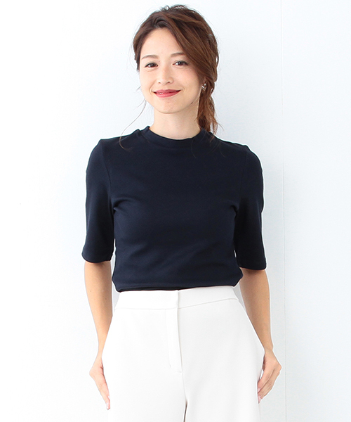 Demi-Luxe BEAMS(デミルクス ビームス)の「Demi-Luxe BEAMS / ハイネック ベアテレコ プルオーバー(Tシャツ/カットソー・レディース・ホワイト/グレー/ネイビー・ONE SIZE)」の3枚目の写真
