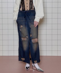 Denim-like Distressed Skirt/デニムライクダメージスカート【MAISON SPECIAL/メゾンスペシャル】■セットアップ対応■