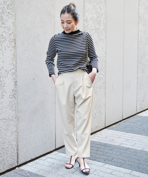 B.C STOCK（ベーセーストック）の「ツインクロステーパードパンツ（スラックス・レディース・ブラック/ホワイト・SMALL/MEDIUM）」の6枚目の写真