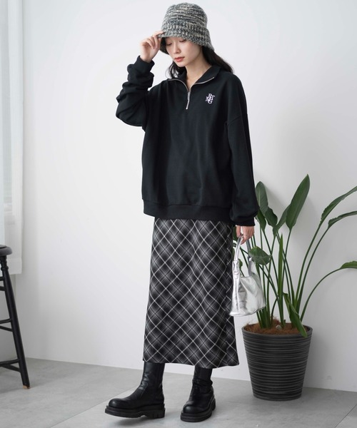 WEGO(ウィゴー)の「WEGO/ハーフジップBIGスウェット(スウェット・レディース・オフホワイト/ブラック/杢グレー/ブルー系その他・FREE)」の6枚目の写真