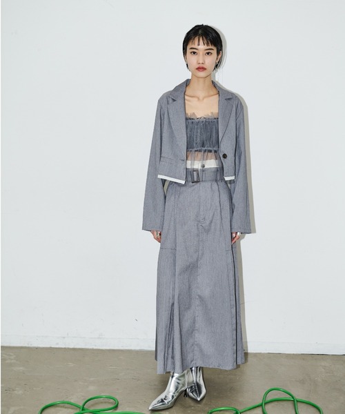 AIC.（エーアイシー）の「カットオフショートライトジャケット/セットアップ可能（テーラードジャケット・レディース・ブラック/グレー・FREE）」の9枚目の写真