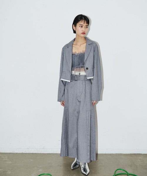 AIC.（エーアイシー）の「カットオフショートライトジャケット/セットアップ可能（テーラードジャケット・レディース・ブラック/グレー・FREE）」の10枚目の写真