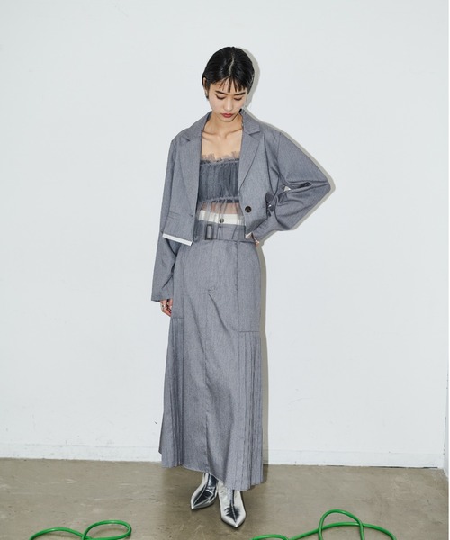 AIC.（エーアイシー）の「カットオフショートライトジャケット/セットアップ可能（テーラードジャケット・レディース・ブラック/グレー・FREE）」の11枚目の写真