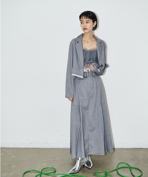 AIC.（エーアイシー）の「カットオフショートライトジャケット/セットアップ可能（テーラードジャケット・レディース・ブラック/グレー・FREE）」の12枚目の写真