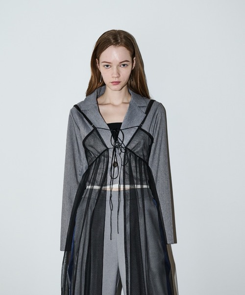 AIC.（エーアイシー）の「カットオフショートライトジャケット/セットアップ可能（テーラードジャケット・レディース・ブラック/グレー・FREE）」の15枚目の写真