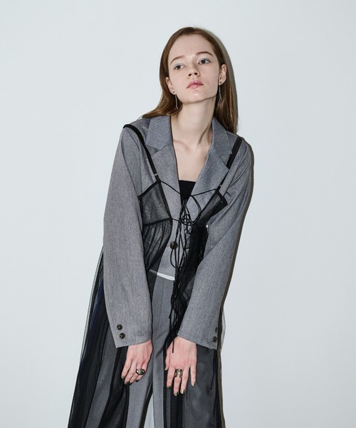 AIC.（エーアイシー）の「カットオフショートライトジャケット/セットアップ可能（テーラードジャケット・レディース・ブラック/グレー・FREE）」の18枚目の写真