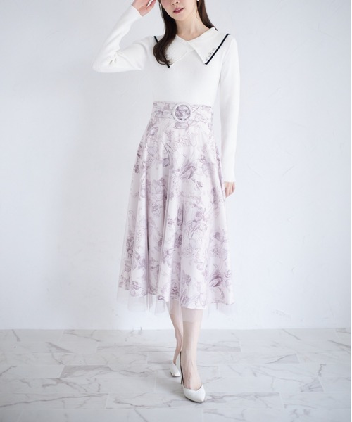 tocco closet（トッコ　クローゼット）の「パールビジュー付き配色ライン入りビックカラーリブニットプルオーバー（ニット/セーター・レディース・オフホワイト/ブラック・M）」の6枚目の写真