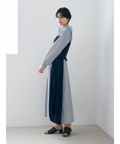 YECCA VECCA(イェッカヴェッカ)の「ストライプ柄ビスチェSETシャツワンピース(シャツワンピース・レディース・ストライプ・FREE)」の4枚目の写真