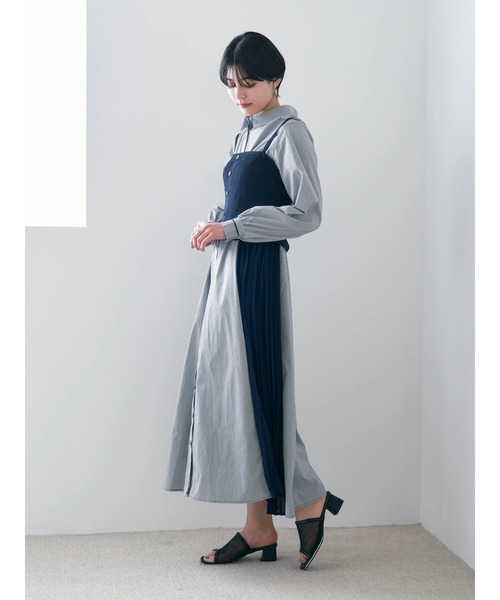 YECCA VECCA(イェッカヴェッカ)の「ストライプ柄ビスチェSETシャツワンピース(シャツワンピース・レディース・ストライプ・FREE)」の5枚目の写真