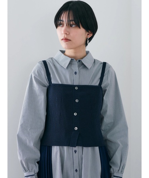 YECCA VECCA(イェッカヴェッカ)の「ストライプ柄ビスチェSETシャツワンピース(シャツワンピース・レディース・ストライプ・FREE)」の7枚目の写真