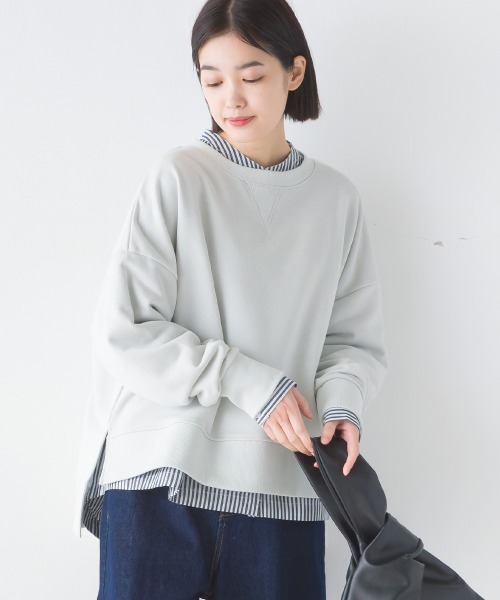 OMNES(オムネス)の「裏毛ワイドシルエット長袖プルオーバー(スウェット・レディース・オートミール/チャコール/アイボリー/ミント・FREE)」の4枚目の写真