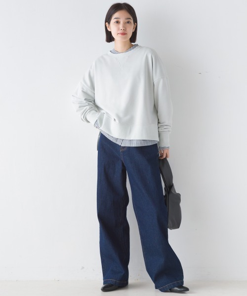 OMNES(オムネス)の「裏毛ワイドシルエット長袖プルオーバー(スウェット・レディース・オートミール/チャコール/アイボリー/ミント・FREE)」の8枚目の写真
