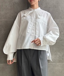 Bonjour Sagan | タックロングスリーブボウタイシャツブラウス(シャツ/ブラウス)