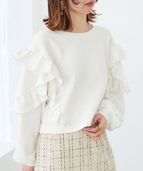 MAJESTIC LEGON(マジェスティックレゴン)の「フェミニンフリルスウェット(スウェット・レディース・ブラック/ピンクベージュ/オフホワイト・MEDIUM)」の16枚目の写真