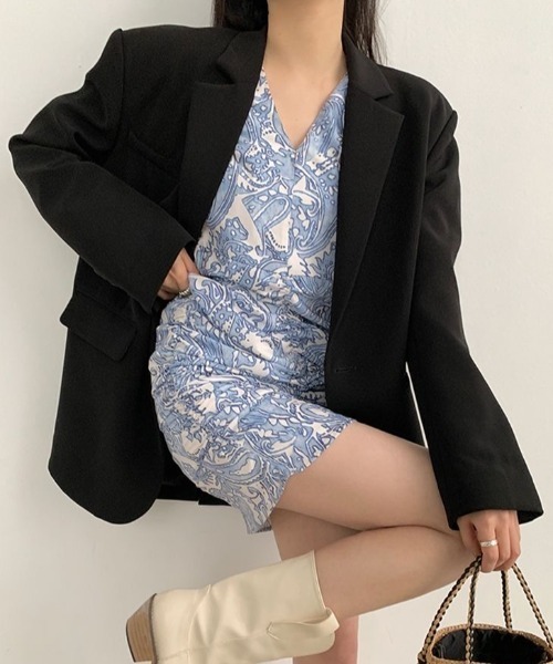 SHEENA（シーナ）の「ルーズシルエットテーラードジャケット（テーラードジャケット・レディース・グレー/ブラック・M）」の12枚目の写真