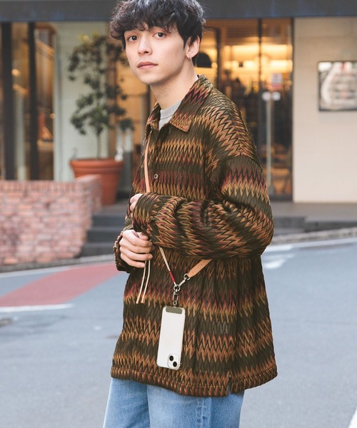 RAGEBLUE（レイジブルー）の「透かし編み/総柄メッシュルーズシャツ（シャツ/ブラウス・メンズ・ブラウン/ネイビー/パープル/オリーブ・MEDIUM/LARGE）」の6枚目の写真