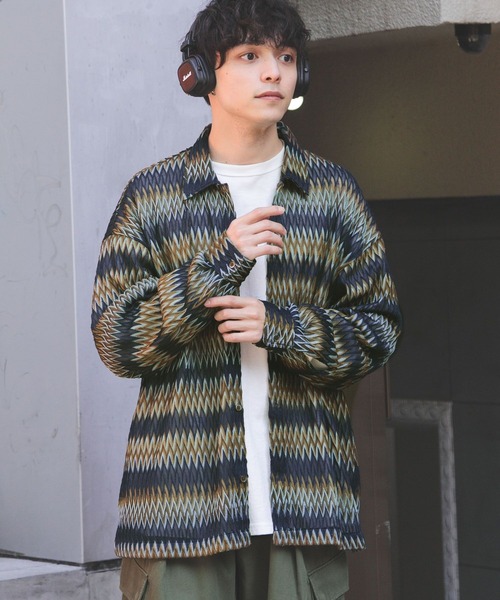 RAGEBLUE（レイジブルー）の「透かし編み/総柄メッシュルーズシャツ（シャツ/ブラウス・メンズ・ブラウン/ネイビー/パープル/オリーブ・MEDIUM/LARGE）」の10枚目の写真