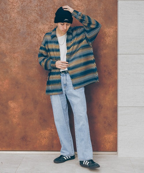 RAGEBLUE（レイジブルー）の「透かし編み/総柄メッシュルーズシャツ（シャツ/ブラウス・メンズ・ブラウン/ネイビー/パープル/オリーブ・MEDIUM/LARGE）」の22枚目の写真