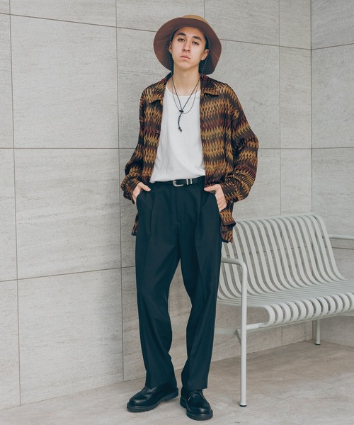 RAGEBLUE（レイジブルー）の「透かし編み/総柄メッシュルーズシャツ（シャツ/ブラウス・メンズ・ブラウン/ネイビー/パープル/オリーブ・MEDIUM/LARGE）」の17枚目の写真