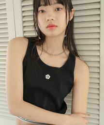 PUBLUX | MARY QUANT × PUBLUX/マリークワント ウエストゴムワンポイント刺繍タンクトップ　限定展開(タンクトップ)