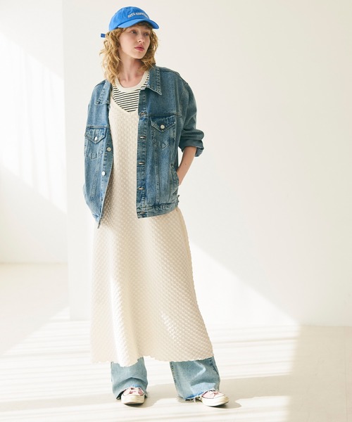 coca(coca)(コカ)の「ポップコーンシャーリングソーキャミワンピース(ワンピース・レディース・ブラック/アイボリー・L/M)」の8枚目の写真