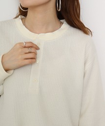 ワッフルヘンリーネックロングスリーブTシャツ