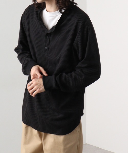 many men many mind(メニーメンメニーマインド)の「ワッフルヘンリーネックロングスリーブTシャツ(Tシャツ/カットソー・メンズ・グレー/アイボリー/ブラック/ホワイト・M/L/XL)」の21枚目の写真