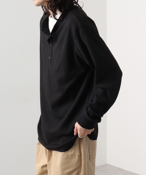 many men many mind(メニーメンメニーマインド)の「ワッフルヘンリーネックロングスリーブTシャツ(Tシャツ/カットソー・メンズ・グレー/アイボリー/ブラック/ホワイト・M/L/XL)」の22枚目の写真