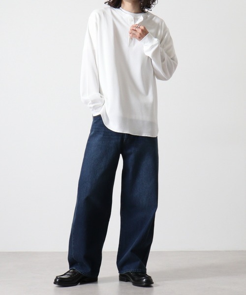 セール】ワッフルヘンリーネックロングスリーブTシャツ（Tシャツ