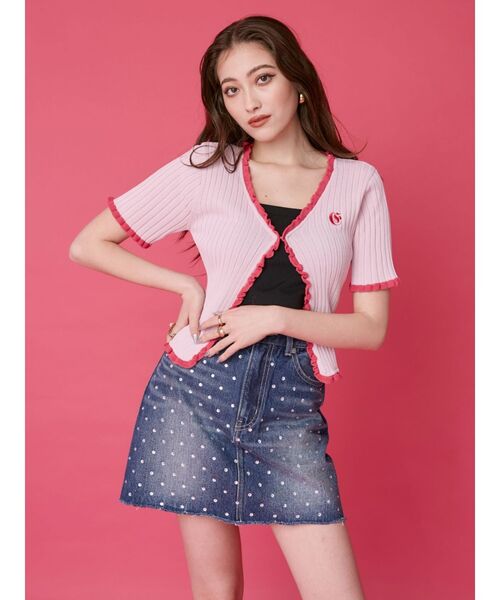 EVRIS（エヴリス）の「ラインストーンデニムスカート（デニムスカート・レディース・インディゴブルー/ホワイト/ライトブルー・MEDIUM/SMALL）」の5枚目の写真