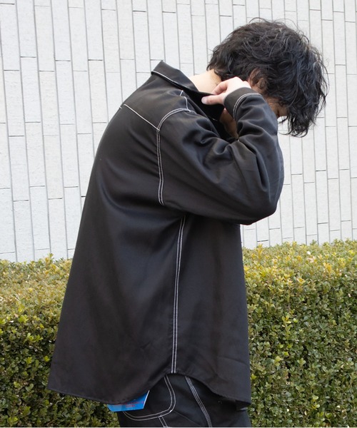 UNIVERSAL OVERALL（ユニバーサルオーバーオール）の「オープンカラーシャツ / 長袖シャツ / OPEN COLLER SHIRT LS（シャツ/ブラウス・メンズ・ライトベージュ/ブラック/チャコールグレー・M/L）」の13枚目の写真