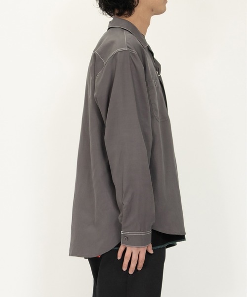 UNIVERSAL OVERALL（ユニバーサルオーバーオール）の「オープンカラーシャツ / 長袖シャツ / OPEN COLLER SHIRT LS（シャツ/ブラウス・メンズ・ライトベージュ/ブラック/チャコールグレー・M/L）」の9枚目の写真