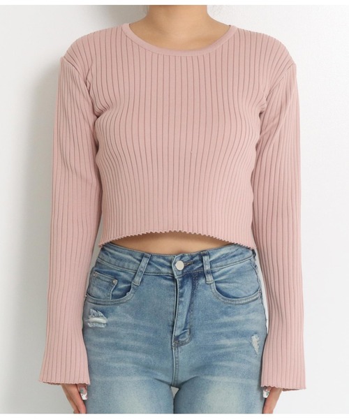 anap mimpi（アナップミンピ）の「バックオープン スポンジディッシュ リブ ニット（Tシャツ/カットソー・レディース・ダークグレー/ホワイト/ピンク・FREE）」の22枚目の写真