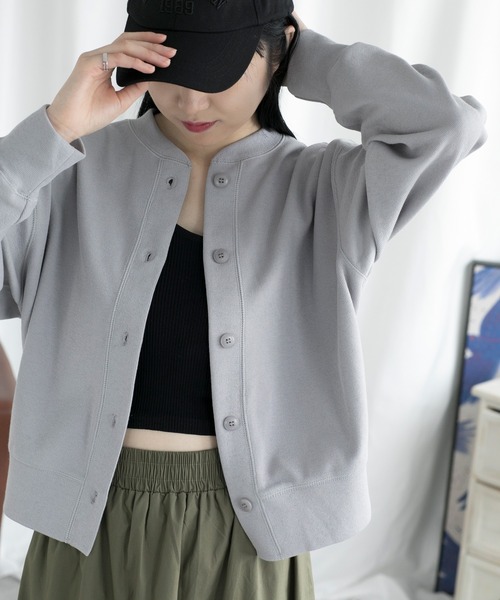 aimoha（アイモハ）の「スウェットカーディガン（カーディガン/ボレロ・レディース・グレー/ブラック/ホワイト・MEDIUM/LARGE）」の3枚目の写真