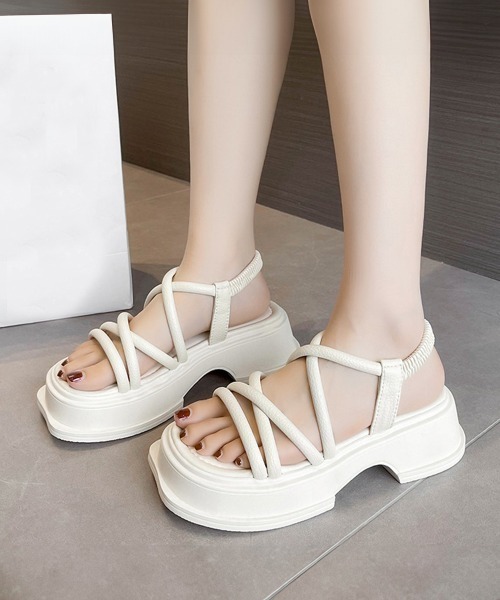 厚底サンダルストラップサンダル美脚夏