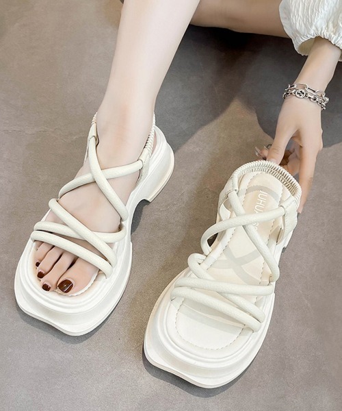 厚底サンダルストラップサンダル美脚夏