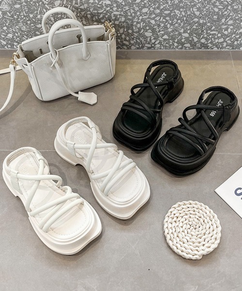 厚底サンダルストラップサンダル美脚夏