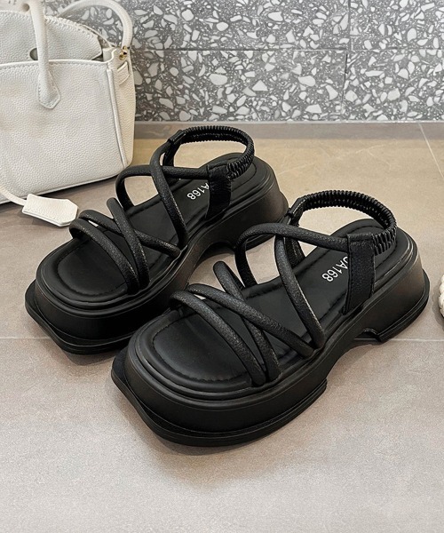 厚底サンダルストラップサンダル美脚夏