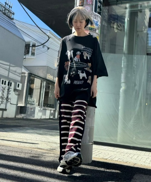 Candy Stripper（キャンディストリッパー）の「MULTI BORDER EASY パンツ（その他パンツ・レディース・ネイビー/ボルドー/チャコール・2）」の5枚目の写真