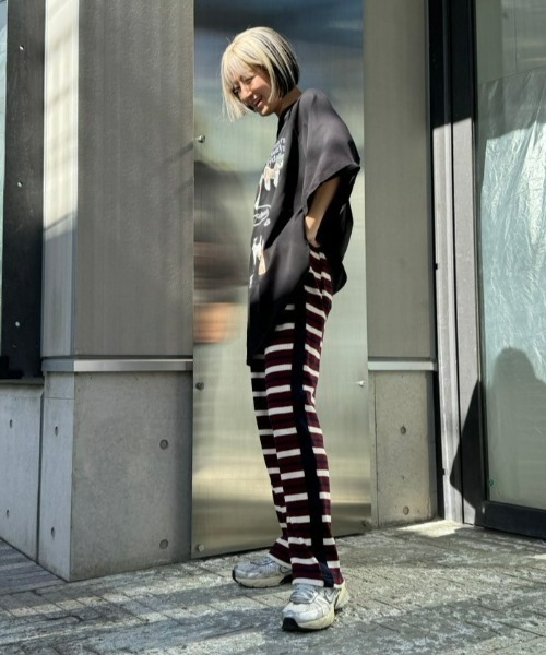 Candy Stripper（キャンディストリッパー）の「MULTI BORDER EASY パンツ（その他パンツ・レディース・ネイビー/ボルドー/チャコール・2）」の6枚目の写真