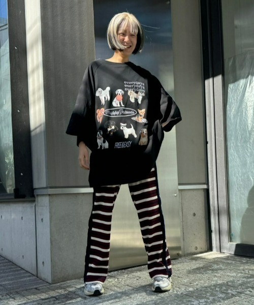 Candy Stripper（キャンディストリッパー）の「MULTI BORDER EASY パンツ（その他パンツ・レディース・ネイビー/ボルドー/チャコール・2）」の4枚目の写真