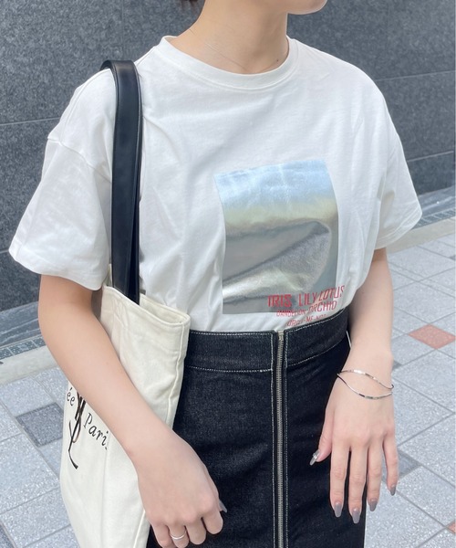 Meli rich（メリーリッチ）の「箔ロゴプリントオーバーサイズT（Tシャツ/カットソー・レディース・ホワイト×シルバー/ホワイト×ゴールド・FREE）」の11枚目の写真