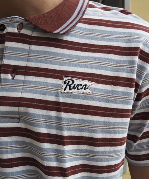 RVCA(ルーカ)の「RVCA メンズ VALLEJO STRIPE SS POLO ポロシャツ 【2024年春夏モデル】/ルーカ半袖ボーダーポロ(ポロシャツ・メンズ・ブラック系その他/エンジ・LARGE/MEDIUM/SMALL)」の8枚目の写真