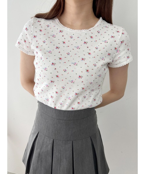 WC（ダブル シー）の「【PHILLY】フラワーワッフルTシャツ（Tシャツ/カットソー・レディース・ホワイト/ブラック・FREE）」の4枚目の写真