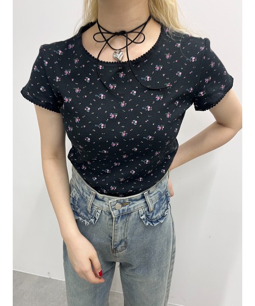 WC（ダブル シー）の「【PHILLY】フラワーワッフルTシャツ（Tシャツ/カットソー・レディース・ホワイト/ブラック・FREE）」の9枚目の写真