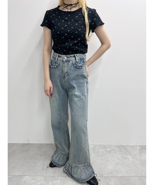 WC（ダブル シー）の「【PHILLY】フラワーワッフルTシャツ（Tシャツ/カットソー・レディース・ホワイト/ブラック・FREE）」の11枚目の写真