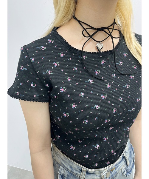 WC（ダブル シー）の「【PHILLY】フラワーワッフルTシャツ（Tシャツ/カットソー・レディース・ホワイト/ブラック・FREE）」の13枚目の写真