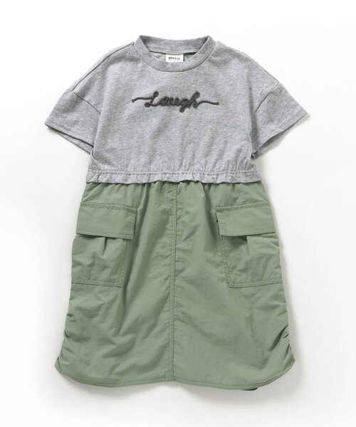 BREEZE(ブリーズ)の「シャカシャカカーゴスカートレイヤー風ワンピース(スカート・キッズ・グレー/オフホワイト・80/90/100/110/120/130/140)」の7枚目の写真