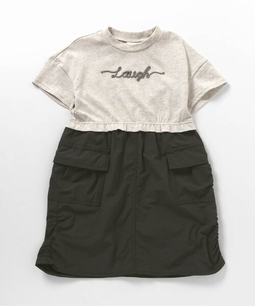 BREEZE(ブリーズ)の「シャカシャカカーゴスカートレイヤー風ワンピース(スカート・キッズ・グレー/オフホワイト・80/90/100/110/120/130/140)」の10枚目の写真