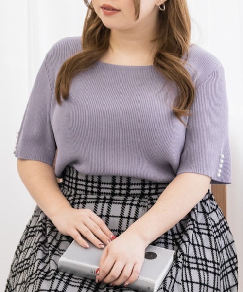 CLETTE（クレット）の「スクエアネック袖パールリブニット